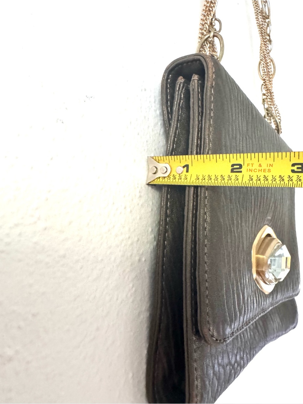 Vintage 2000s Alexis Hudson Gunmetal Crystal and Pebbled Leather Chain Purse - Picture 14 of 16
